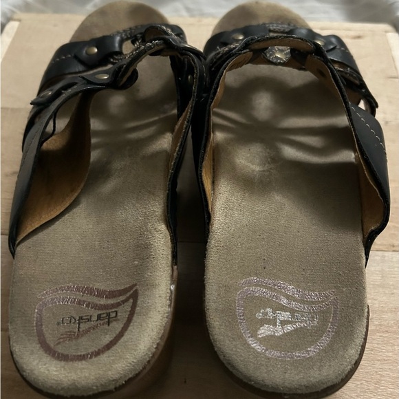 Dansko Serena Shoes Women’s Black Flower Wedge Slides Sandals/Clogs Size 9-9.5 - Picture 6 of 9